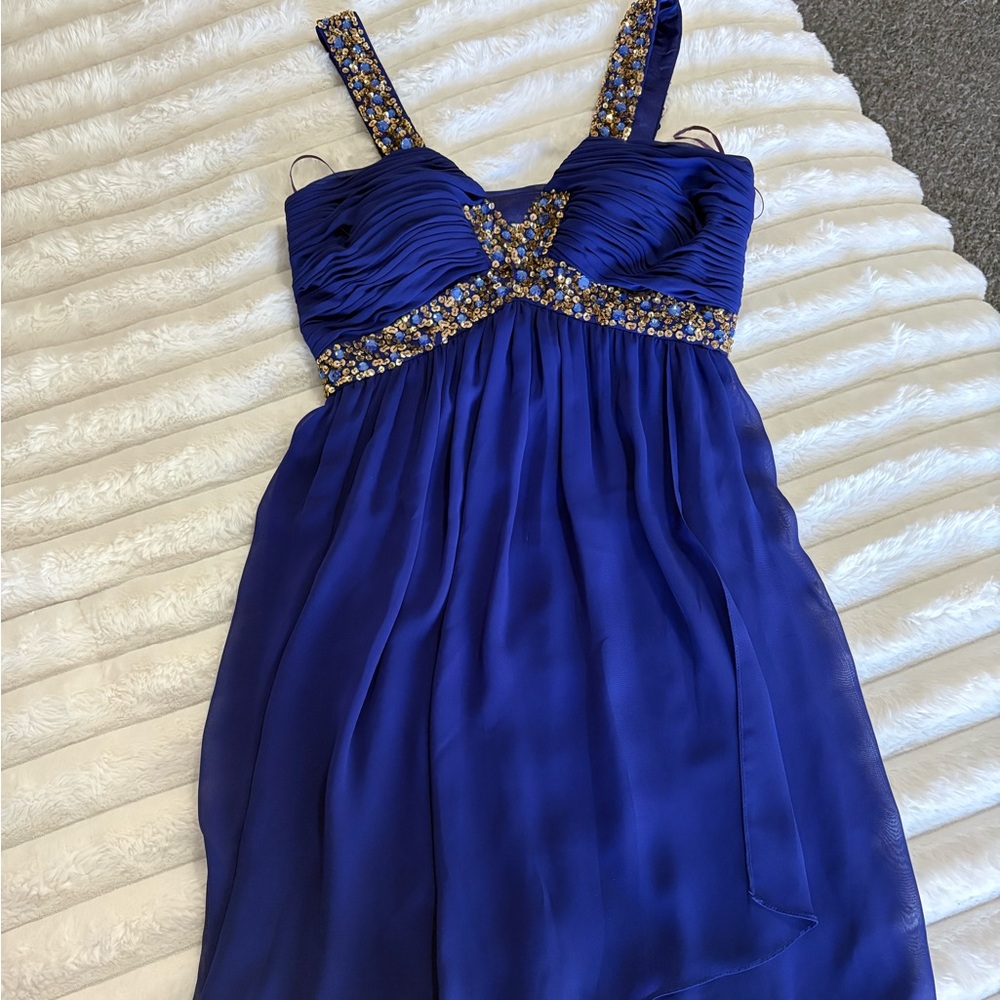Vintage Cache Royal Blue Satin Dress